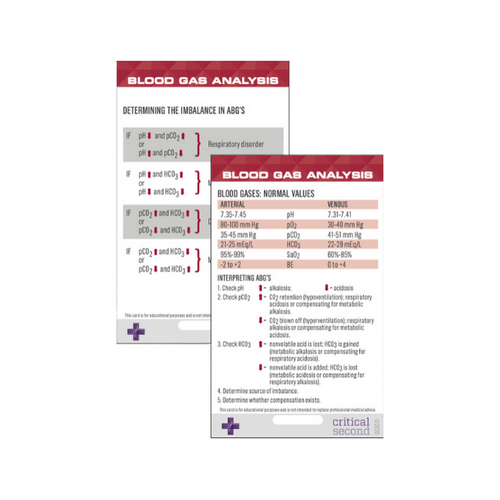 Critical Second Blood Gas Analysis Card