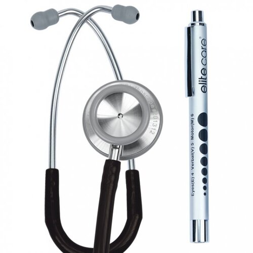 elitecare Dual Head Stethoscope + Penlight - Black