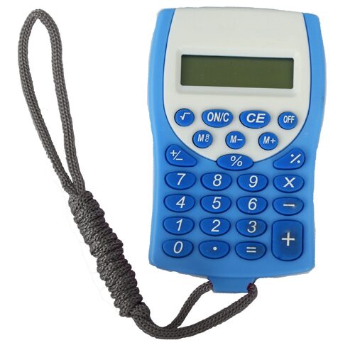 Pocket Calculator with Lanyard - Light Blue