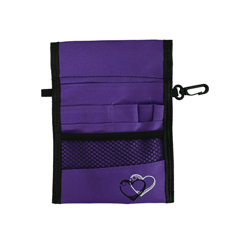 13 Pocket Nurse Pouch (Double Sided) - Purple (Hearts B&W)